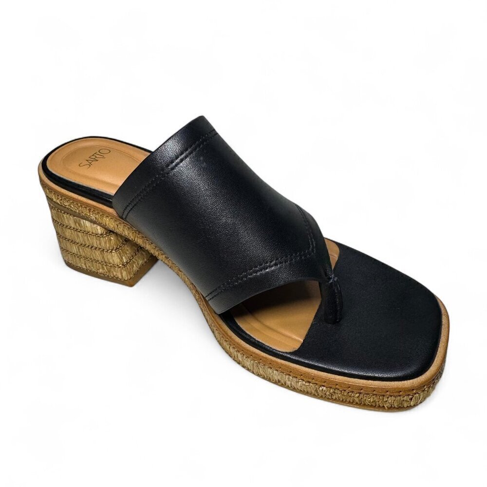 SARTO Ferrara Espadrille Platform Block Heel Sandal, Black, Sz 7.5, NWOB - Picture 7 of 10